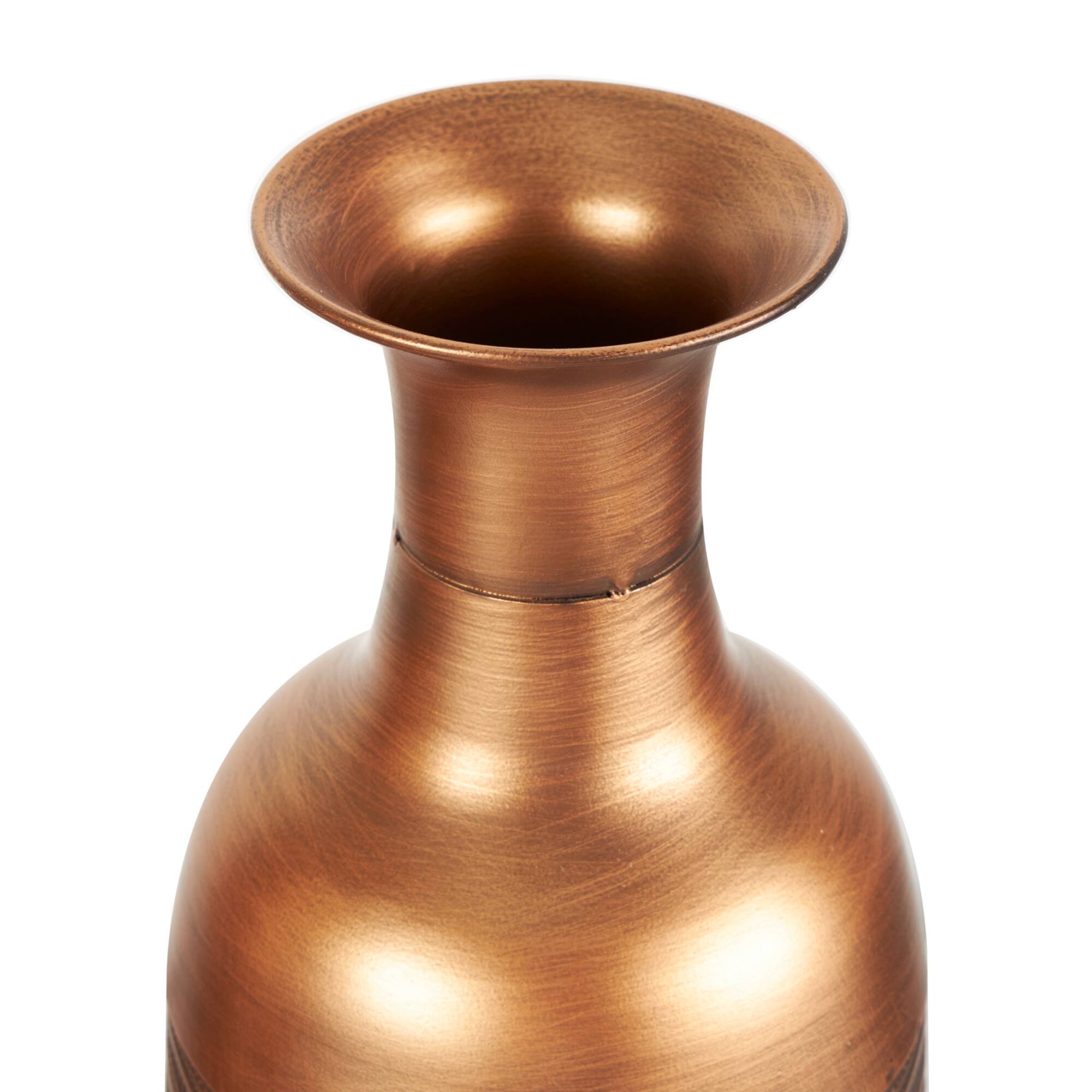 Distressed Ombre Copper Ribbed Vase Set